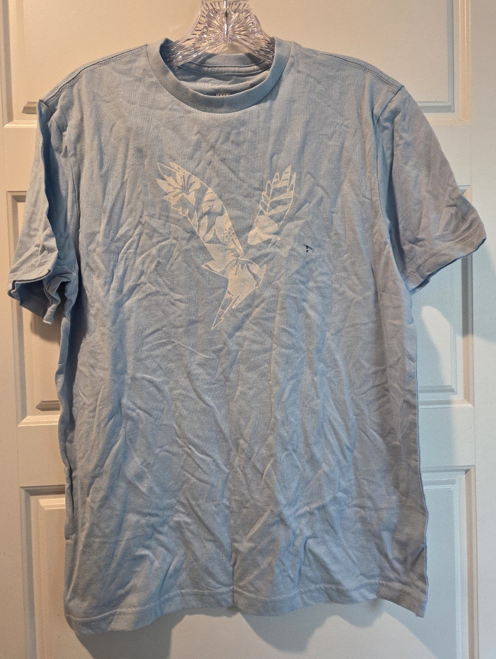 American Eagle Men Light Blue Graphic Crew Neck T-Shirt Small Nwt